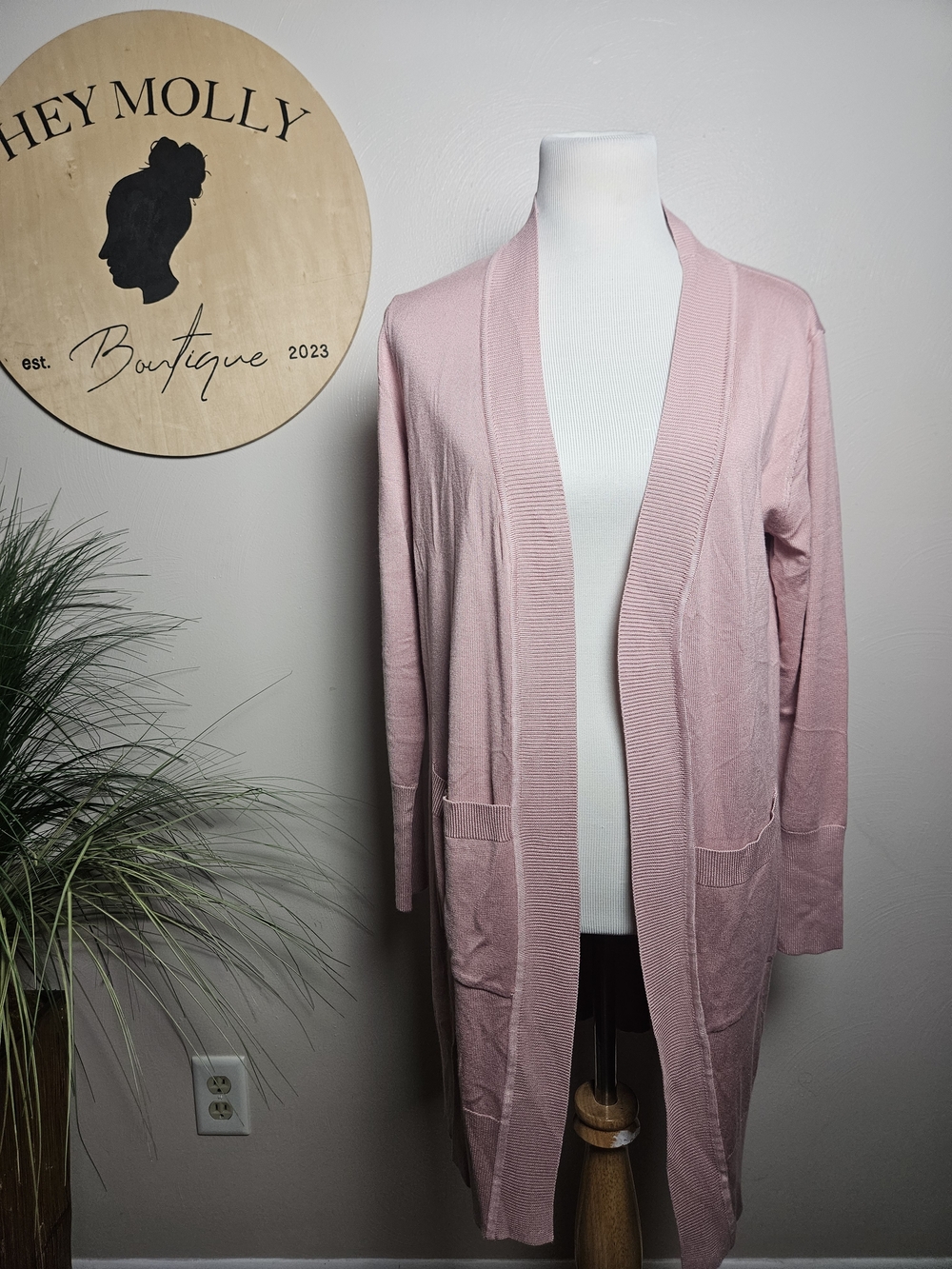 Hey Molly Boutique Blush Open-Front Long Cardigan